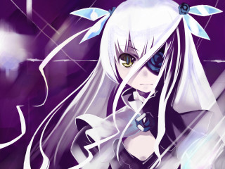 Anime girl white hair knife - blue eyes holding free wallpaper