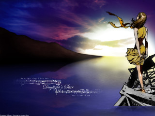 Woman boat music notes sunset - music note free wallpaper