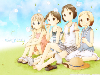 Girls bubbles sky outdoors anime - bian shoumin free wallpaper