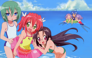 Three girls water bikini beach - other girl free wallpaper