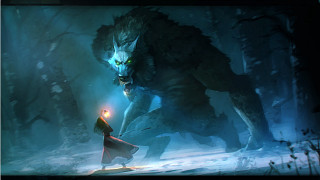 Man red coat wolf snowy 2 - a light saber free wallpaper