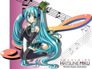 Anime girl blue hair music - visual art free wallpaper