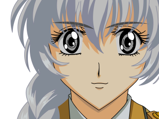 Anime girl greyhair bigeyes brownvest - his chest free wallpaper