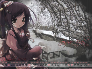 Pink dress girl snow bench - a bench in the snow free wallpaper