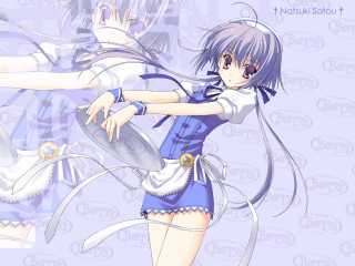 Anime girl blue dress white 2 - white hair free wallpaper