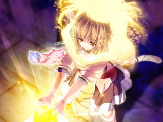 Girl sword glowinglight darkroom magicalgirl - light behind her free wallpaper