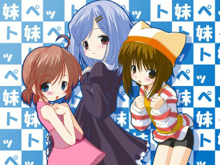 Anime girls checkered background i - kyoani free wallpaper