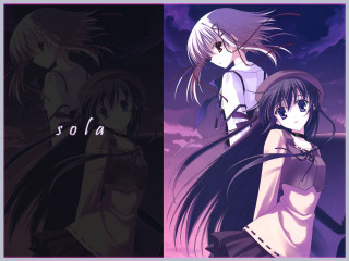 Anime girls purple sky long - a purple sky free wallpaper