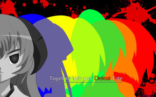 Anime girl headphones rainbow blood - a rainbow background free wallpaper