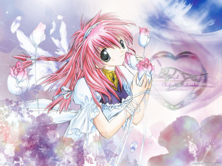 Pink hair girl flower butterfly - pink hair holding free wallpaper
