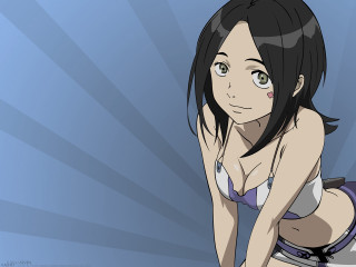 Woman bikini blue sunbursts anime - yukito kishiro free wallpaper for desktop