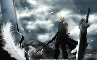 Man roof sword holder clouds - final fantasy free wallpaper