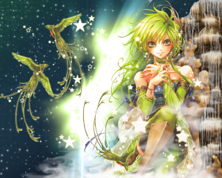 Girl green hair green dress 2 - a green dragon free wallpaper