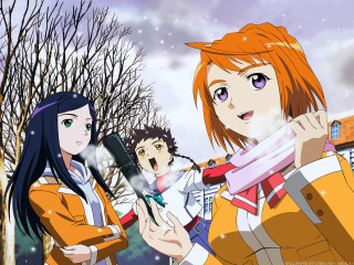 Snowy group children forest winter - the snow free wallpaper