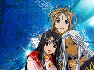 Three anime girls snowflakes stars - snow flake free wallpaper