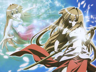 Anime girls long hair sword 4 - the other holding free wallpaper