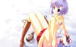 Woman rabbit snow anime pleated - a rabbit free wallpaper