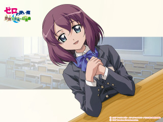 Purple hair girl classroom portrait - a classroom free wallpaper