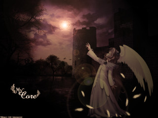 Woman wings castle night moon - wing free wallpaper for desktop
