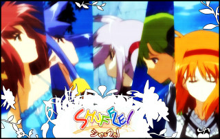 Anime group blue sky flower - white flower and leaves free wallpaper