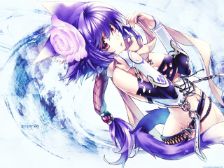 Purple angel sword rose anime - a purple outfit holding free wallpaper for desktop