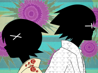 Couple flower cross anime silhouette - their free wallpaper