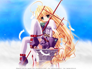 Anime girl bucket sword fullmoon - a bucket free wallpaper