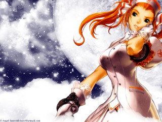 Girl white dress gun moon - a gun in front free wallpaper