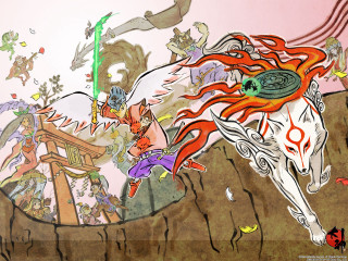 Horse fire dragon amaterasu baioken - ukiyoe free wallpaper for desktop
