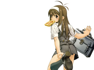 Woman pizza briefcase school uniform - computer graphic free wallpaper for desktop