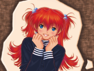 Red haired girl blowing hair - the wind free wallpaper