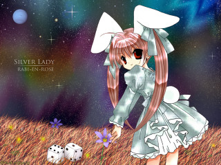 Girl dress dice starry field - anime art style free wallpaper for desktop