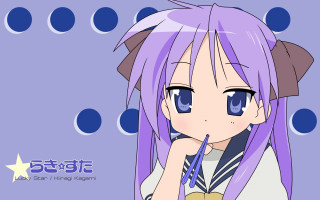Anime girl purple hair blue 9 - a pen free wallpaper