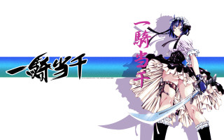 Woman sword bluehair japanese visual - the side of the image free wallpaper