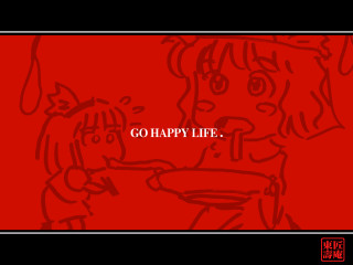 Red girl dog go happy - lineart free wallpaper for desktop