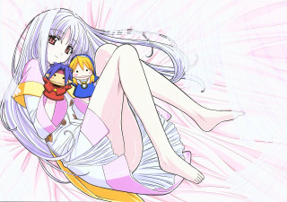 Woman holding doll cat remodernism - her lap and a cat free wallpaper