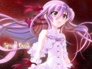 Girl dress flowers space moon - dust free wallpaper