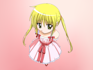 Blonde girl pink dress red - anime style free wallpaper
