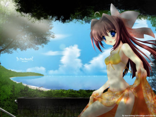 Yellow dress woman tree water - a yellow dress free wallpaper