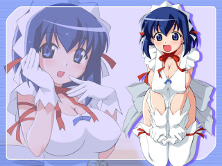 Woman anime blue white outfit - outfit free wallpaper
