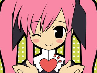 Cartoon girl pink hair heart - purism free wallpaper