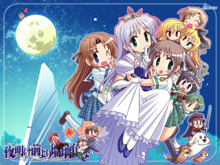 Fullmoon animegirls planet starrysky plaidschooluniform - a full moon in the background free wallpaper for desktop