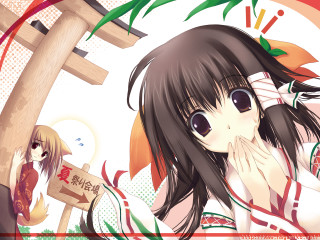 Girl fox kimono bamboo tanabata - net art free wallpaper