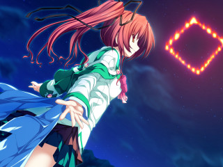Girl longhair greenshirt flying kite - firefly free wallpaper
