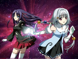 Space girls christmas stars moon - a space setting free wallpaper