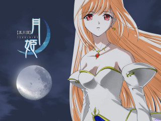 Anime girl moonlight long hair - moon free wallpaper for desktop