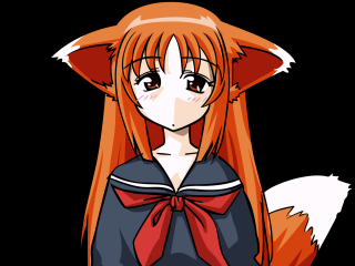 Anime girl red hair fox - a red bow free wallpaper