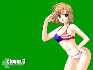 Cartoon girl bikini posing 3d - her right hand free wallpaper