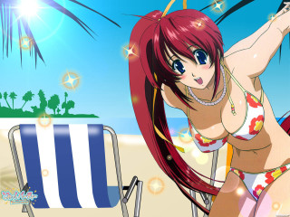 Beach woman polka dots bikini - a beach next free wallpaper