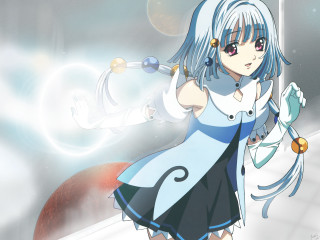 Girl blue dress wand umbrella - a white umbrella free wallpaper